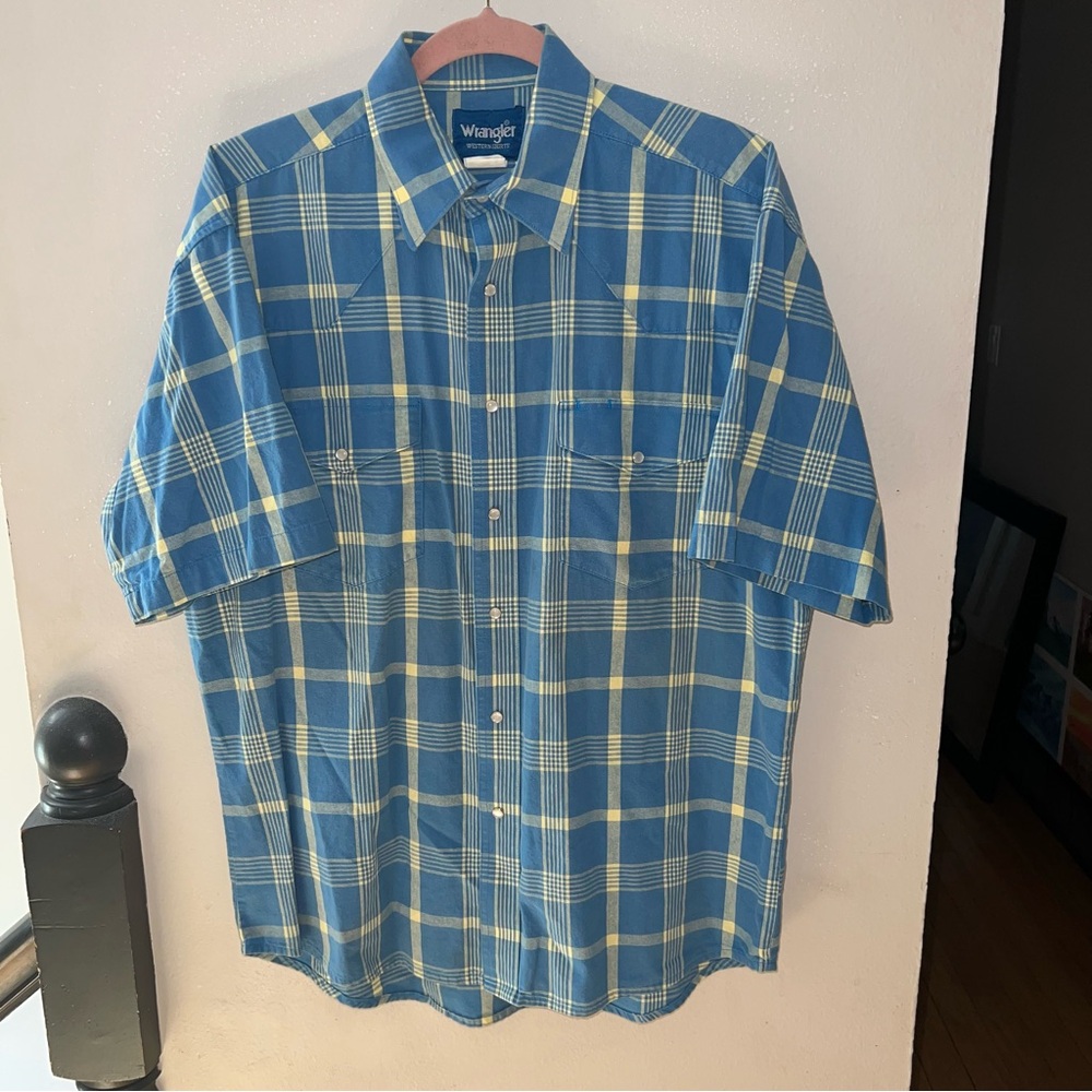 Vintage Wrangler Plaid Pearl Snap Western Shirt - Size Large